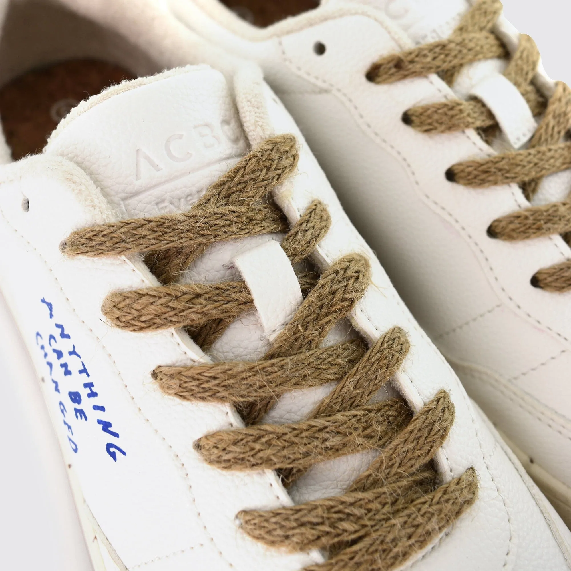 ACBC Evergreen Mens White And Blue Apple Lace Up Trainers