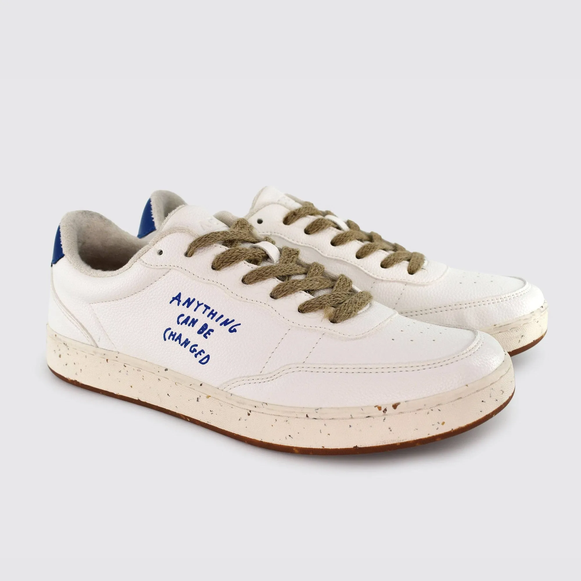 ACBC Evergreen Mens White And Blue Apple Lace Up Trainers