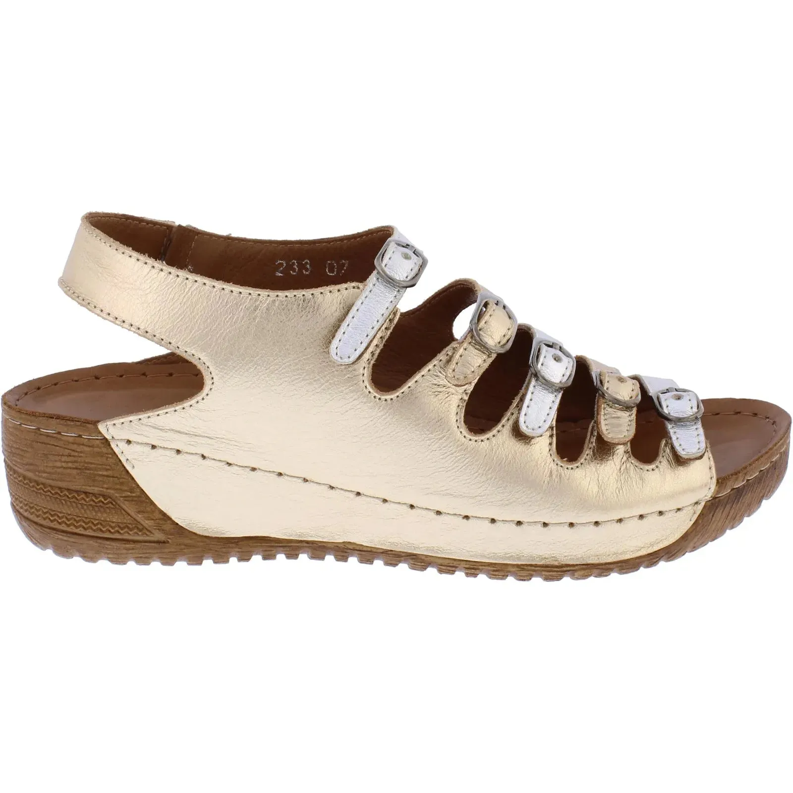 Adesso Astrid Soft Leather METALLIC Wedge Sandal astrid-A6869
