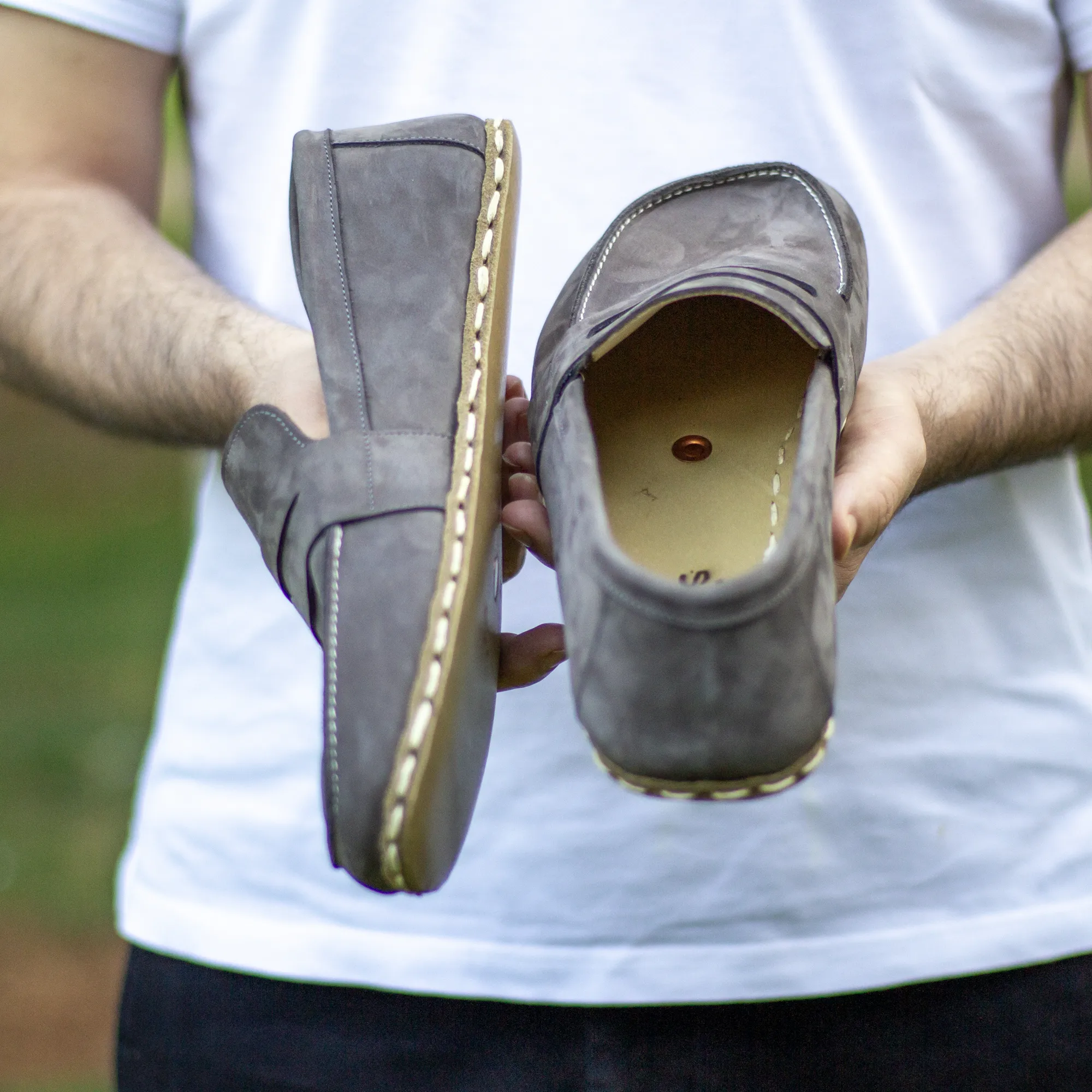 Barefoot Earthing Shoes Gray Nubuck Men