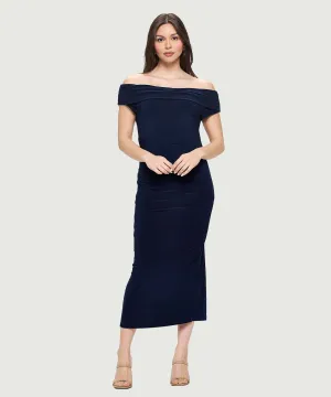 Boat Neck Maxi Dress with Side Slit