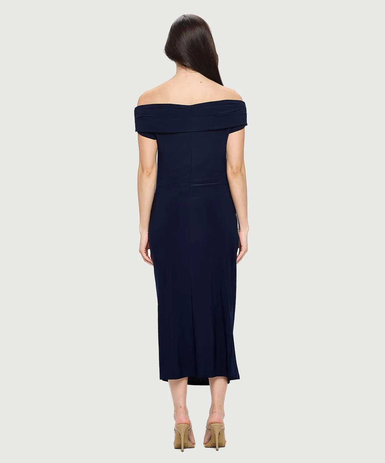 Boat Neck Maxi Dress with Side Slit