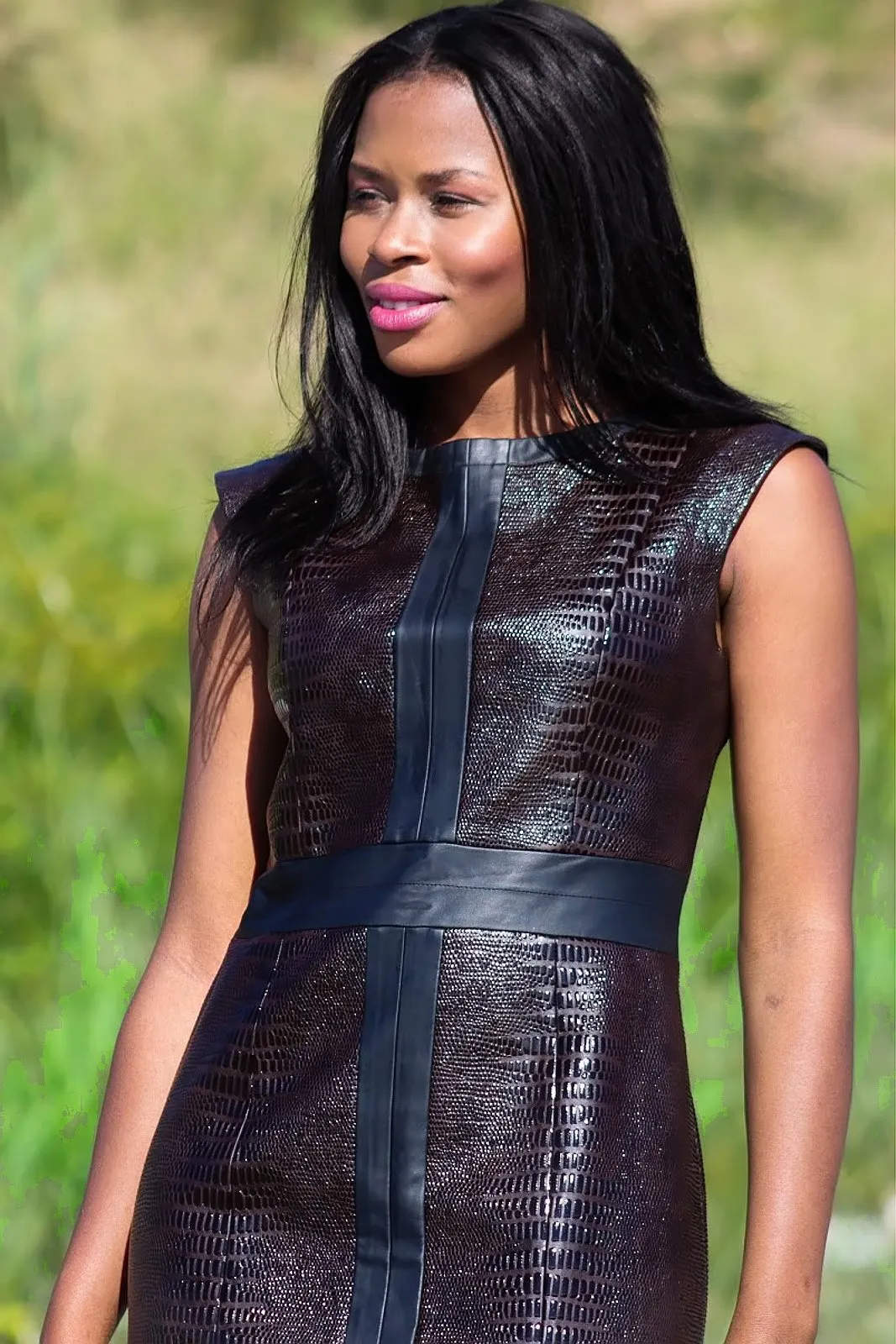 Brown leather dress