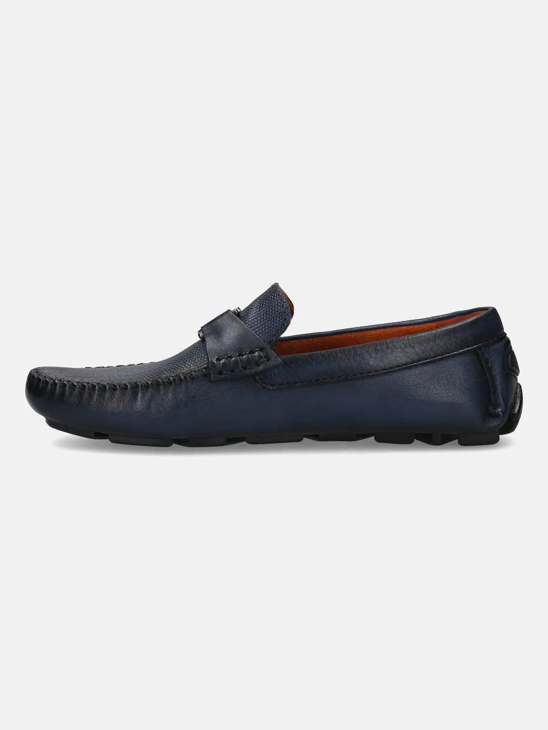 bugatti Dark Blue Premium Leather Slip On