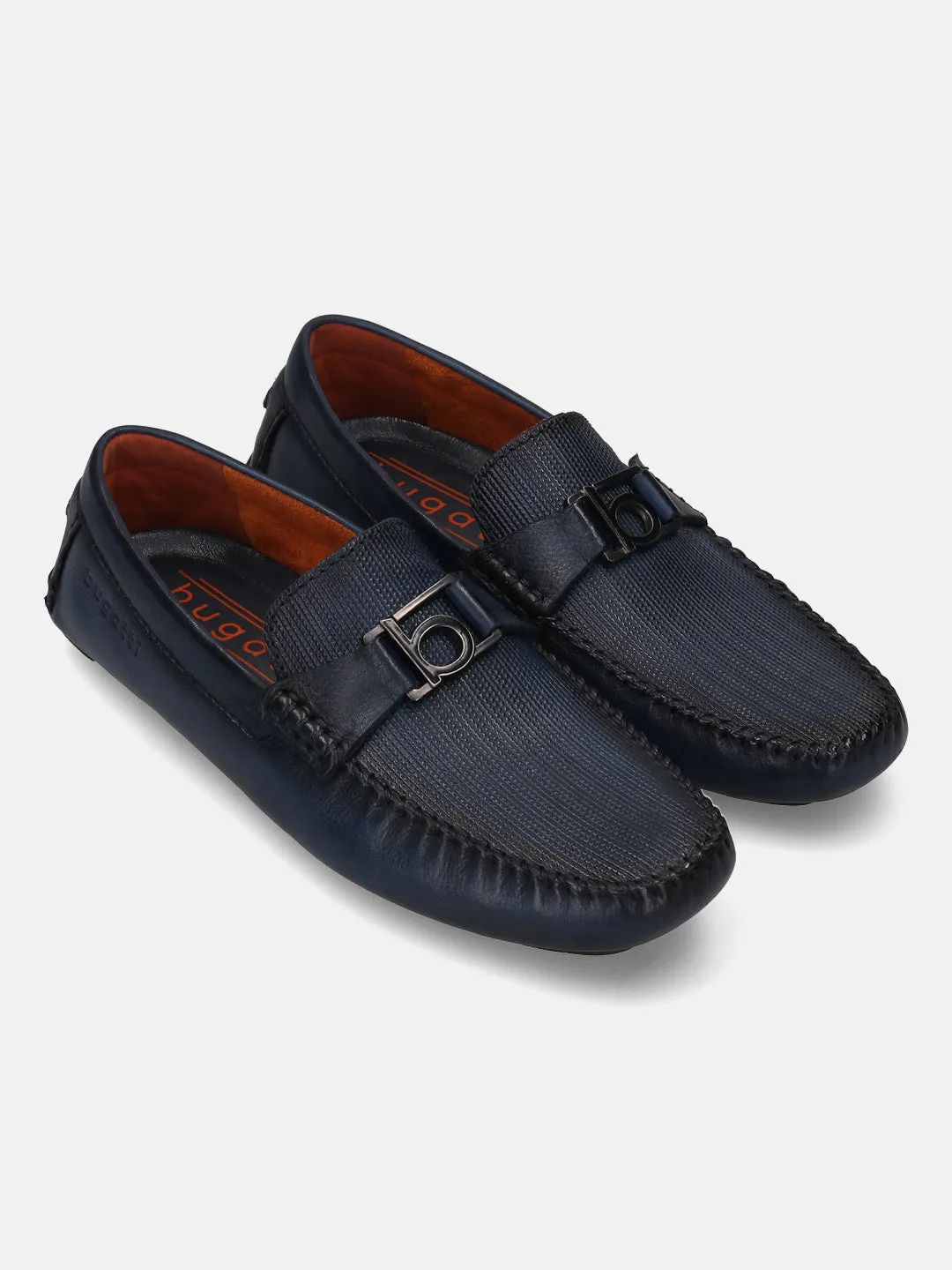 bugatti Dark Blue Premium Leather Slip On