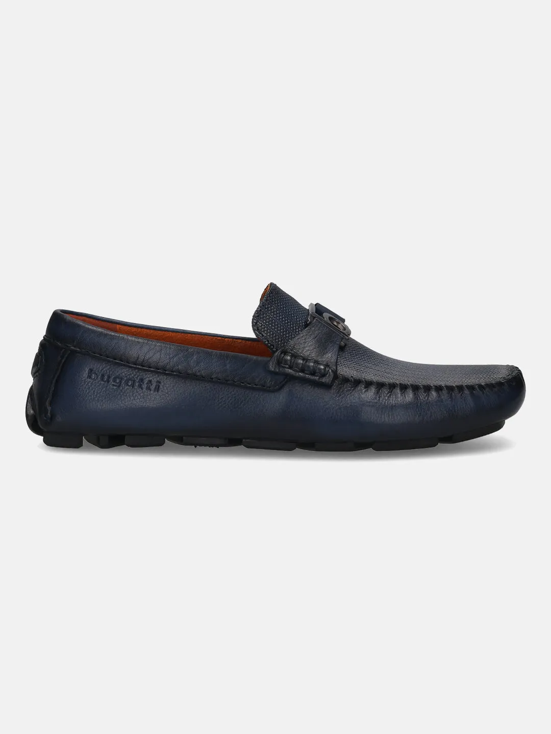 bugatti Dark Blue Premium Leather Slip On
