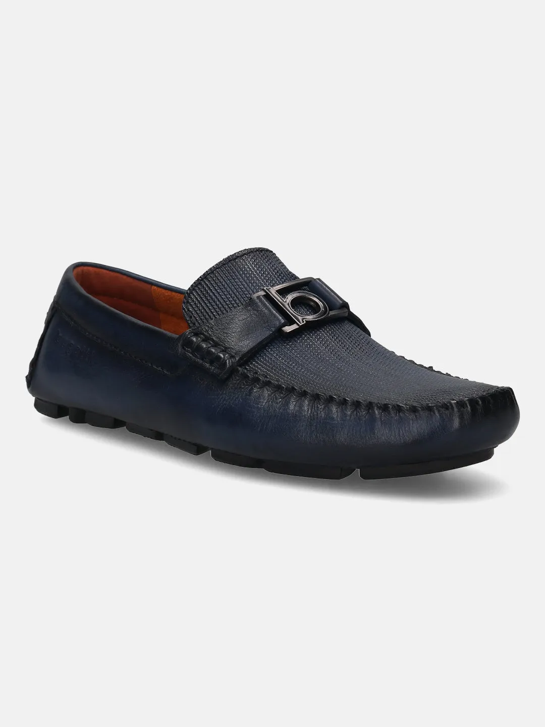 bugatti Dark Blue Premium Leather Slip On
