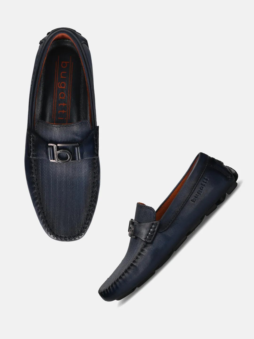 bugatti Dark Blue Premium Leather Slip On