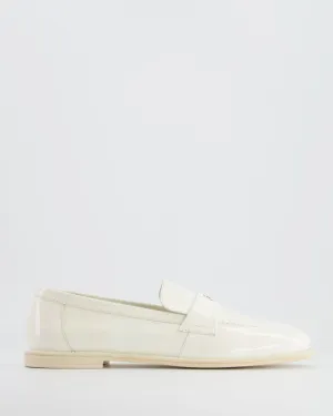 Chanel White Patent Leather Loafers With Cc Logo Detail Size Eu 38.5