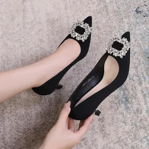 Comelyy High-heeled women's stiletto temperament commuting black shoes