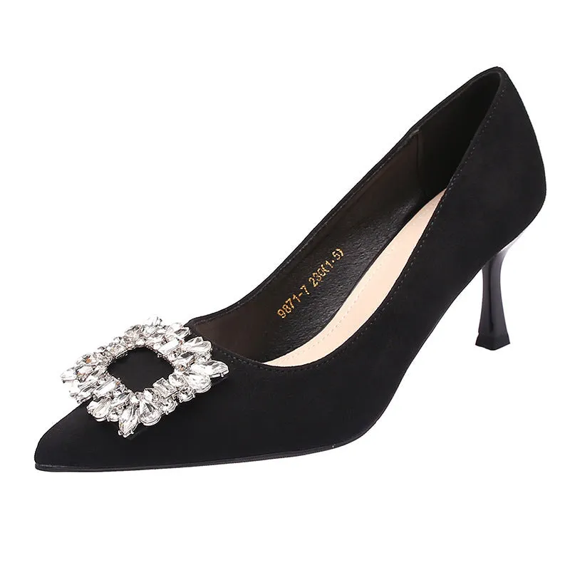 Comelyy High-heeled women's stiletto temperament commuting black shoes