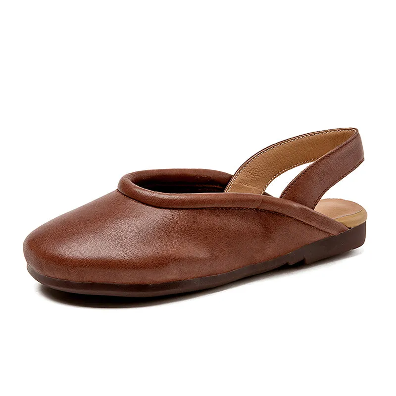 Handmade Flat Soft Leather Sandals Slingback