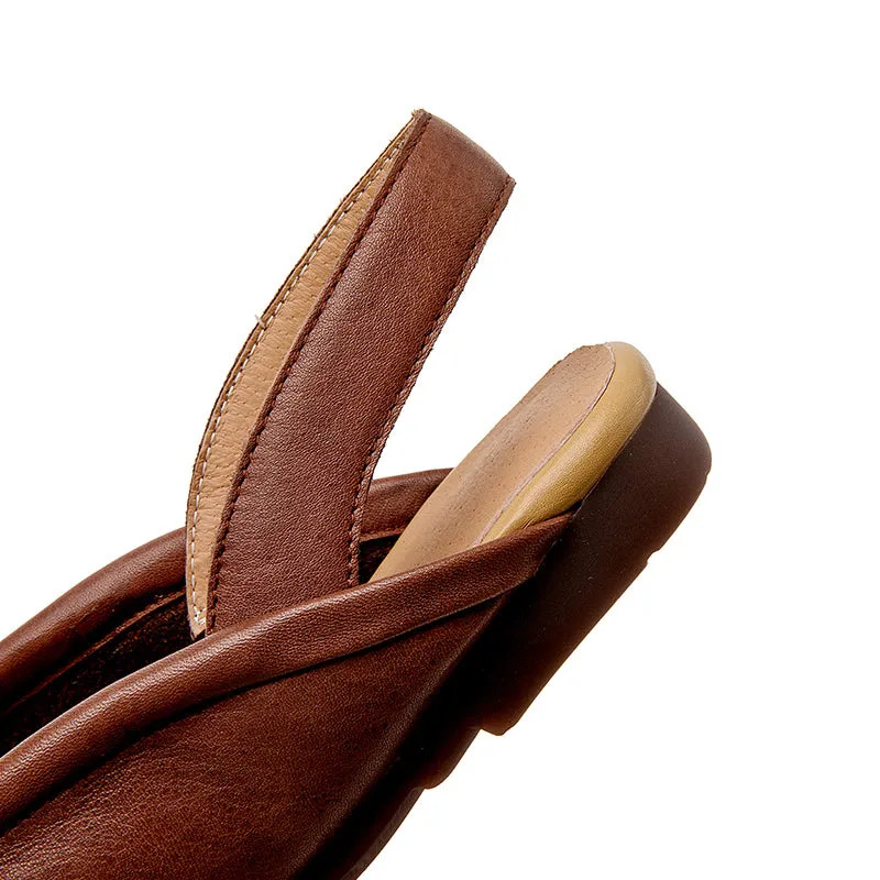 Handmade Flat Soft Leather Sandals Slingback