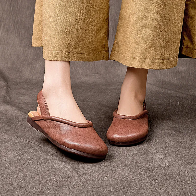 Handmade Flat Soft Leather Sandals Slingback