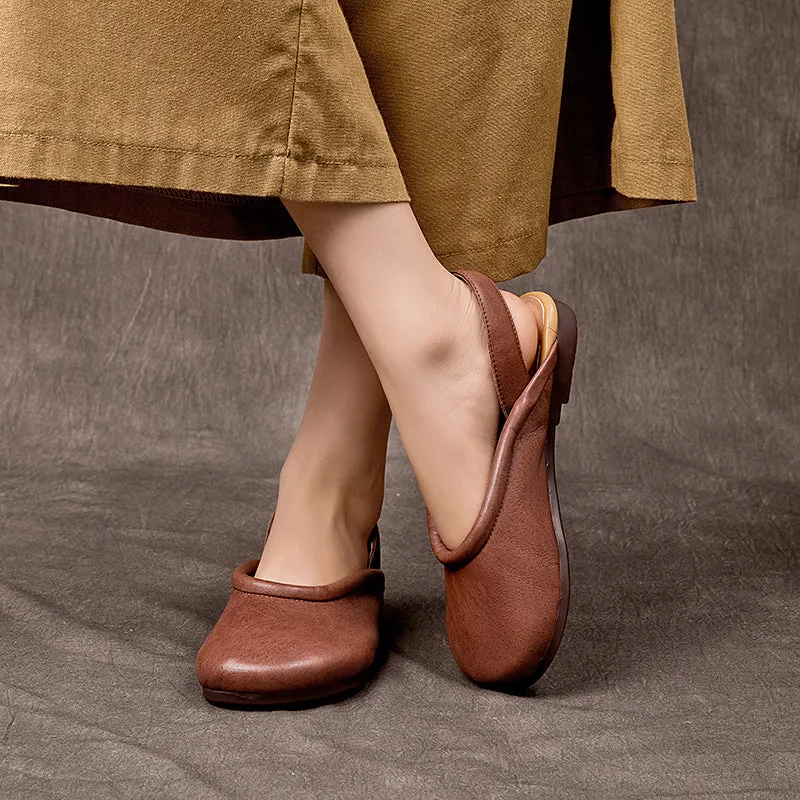 Handmade Flat Soft Leather Sandals Slingback