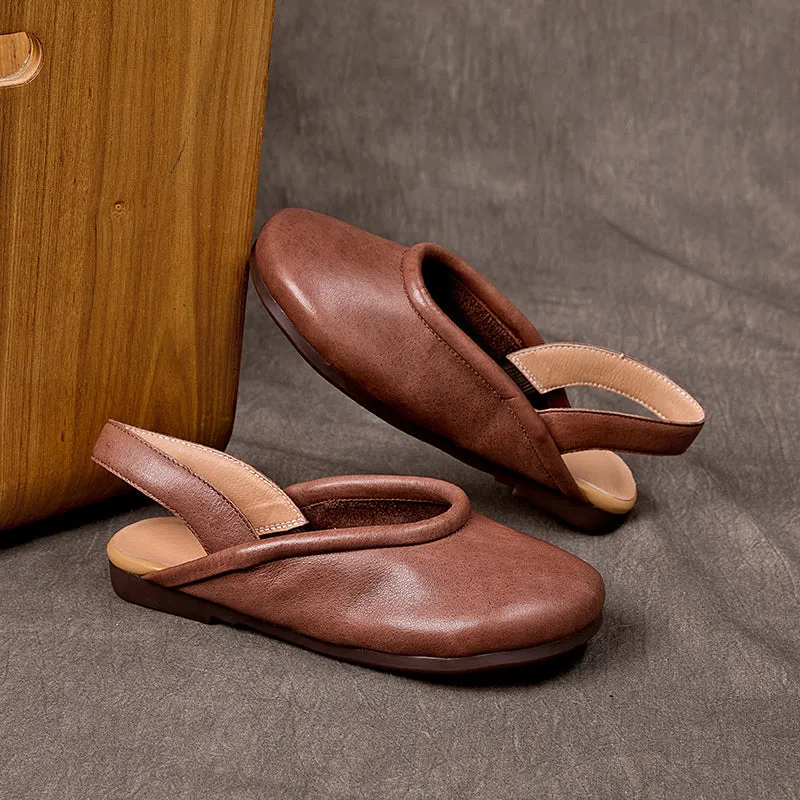 Handmade Flat Soft Leather Sandals Slingback
