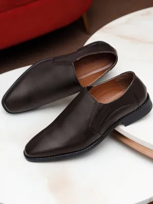 Handmade Italian Leather Formal Slipons Brunette Brown Shoes for Men