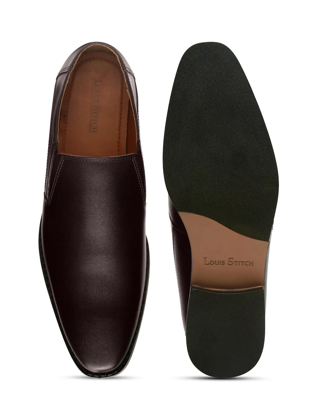 Handmade Italian Leather Formal Slipons Brunette Brown Shoes for Men
