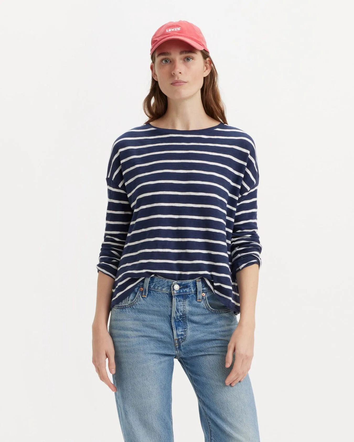 Levi's® Womens Margot Long Sleeve Tee - Saint Stripe Naval Academy