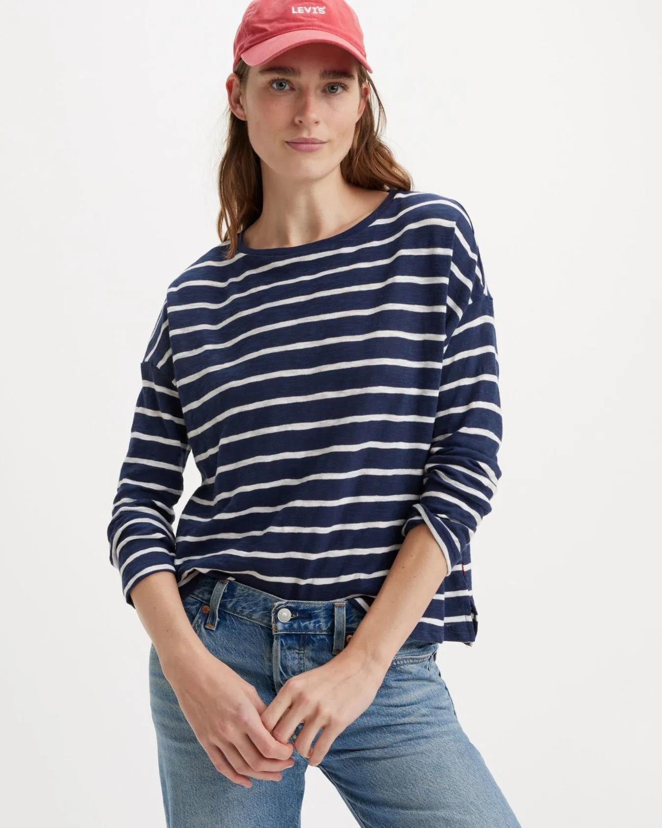 Levi's® Womens Margot Long Sleeve Tee - Saint Stripe Naval Academy