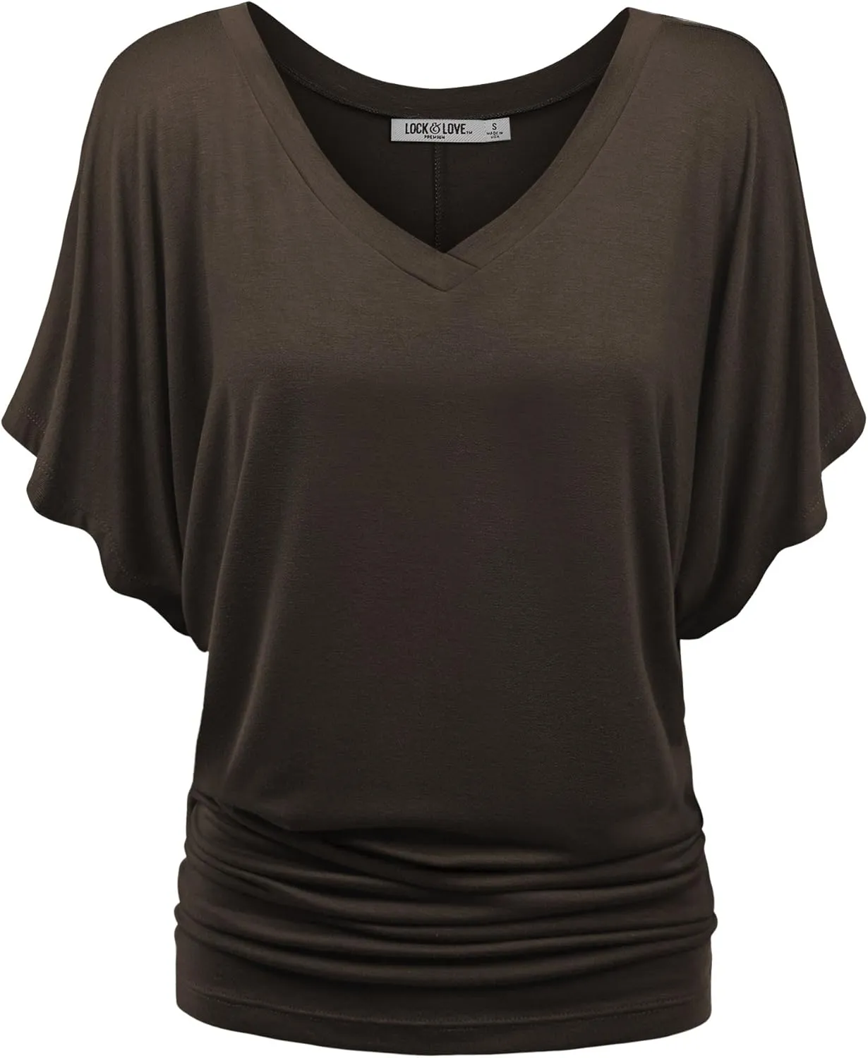 Lock and Love Women's Versatile Casual Short Sleeve Dolman Top – Loose Fit Boat Neck & V-Neck T-Shirt