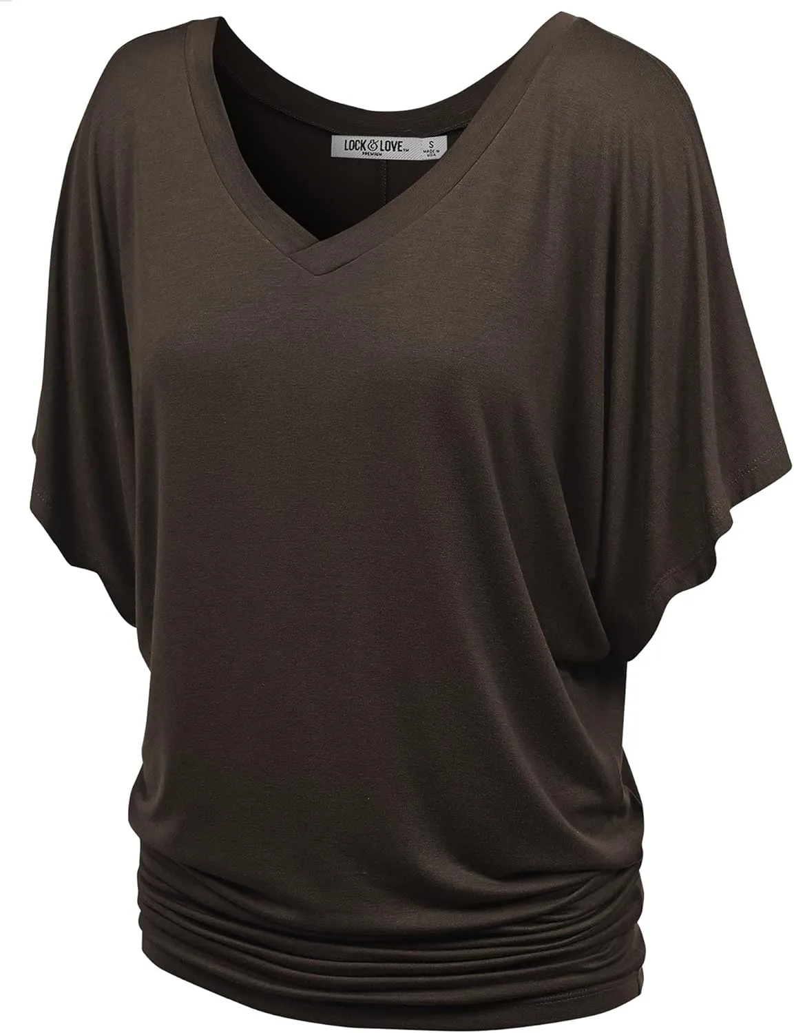 Lock and Love Women's Versatile Casual Short Sleeve Dolman Top – Loose Fit Boat Neck & V-Neck T-Shirt