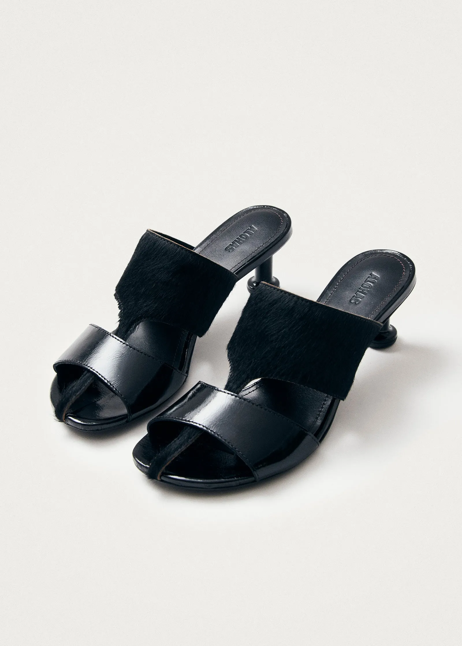 Rhea Soft Black Leather Sandals
