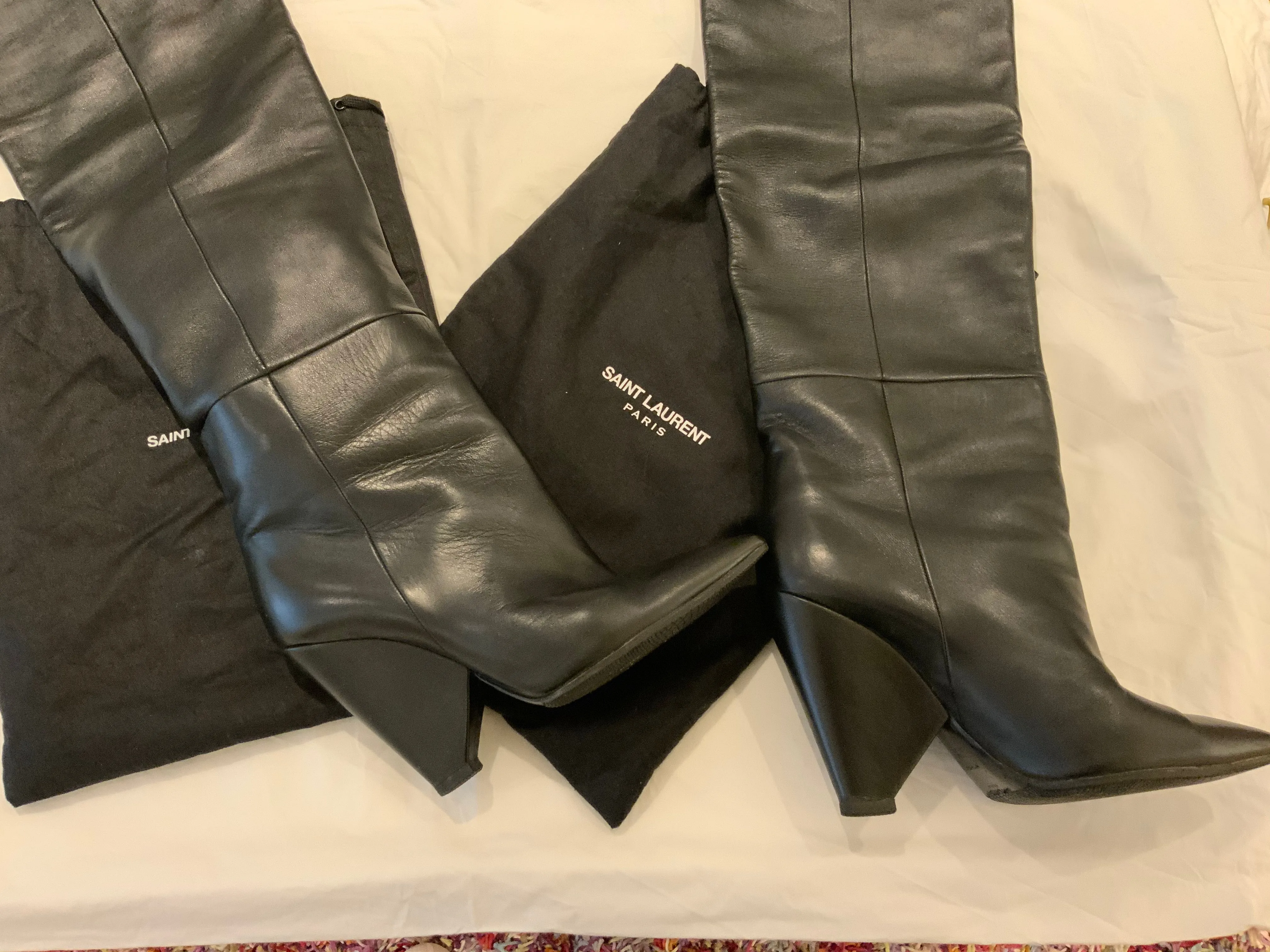 SAINT LAURENT Leather Niki 105 Over-The-Knee Boots 37 1/2 US 7.5 UK 4.5 ladies