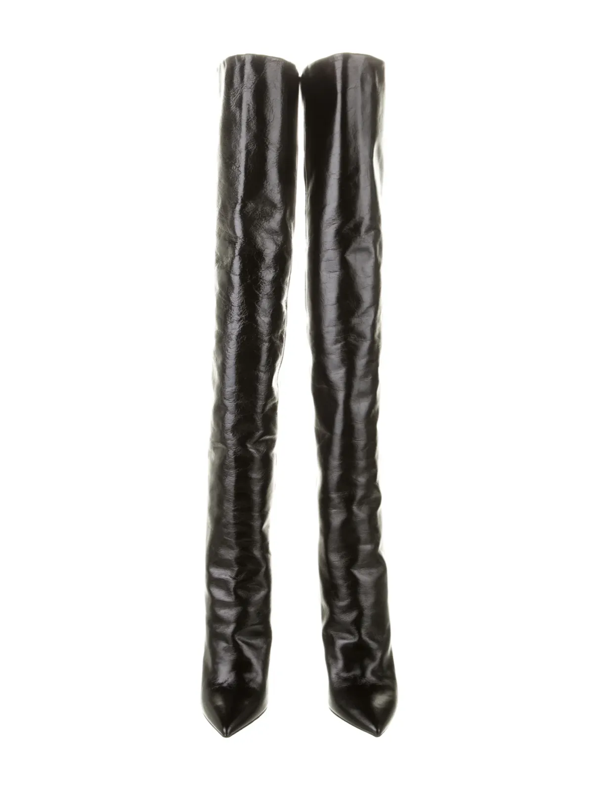 SAINT LAURENT Leather Niki 105 Over-The-Knee Boots 37 1/2 US 7.5 UK 4.5 ladies