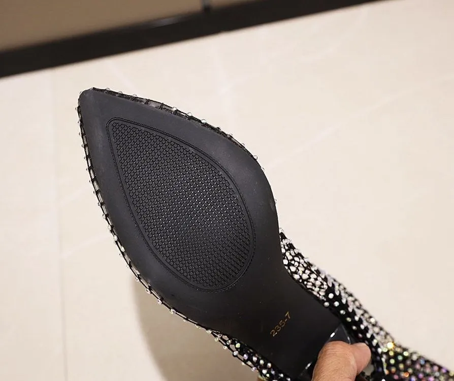 Sexy Black Mesh High Heel Boots