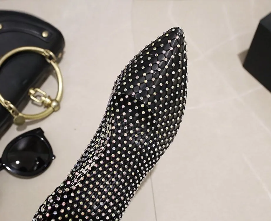 Sexy Black Mesh High Heel Boots