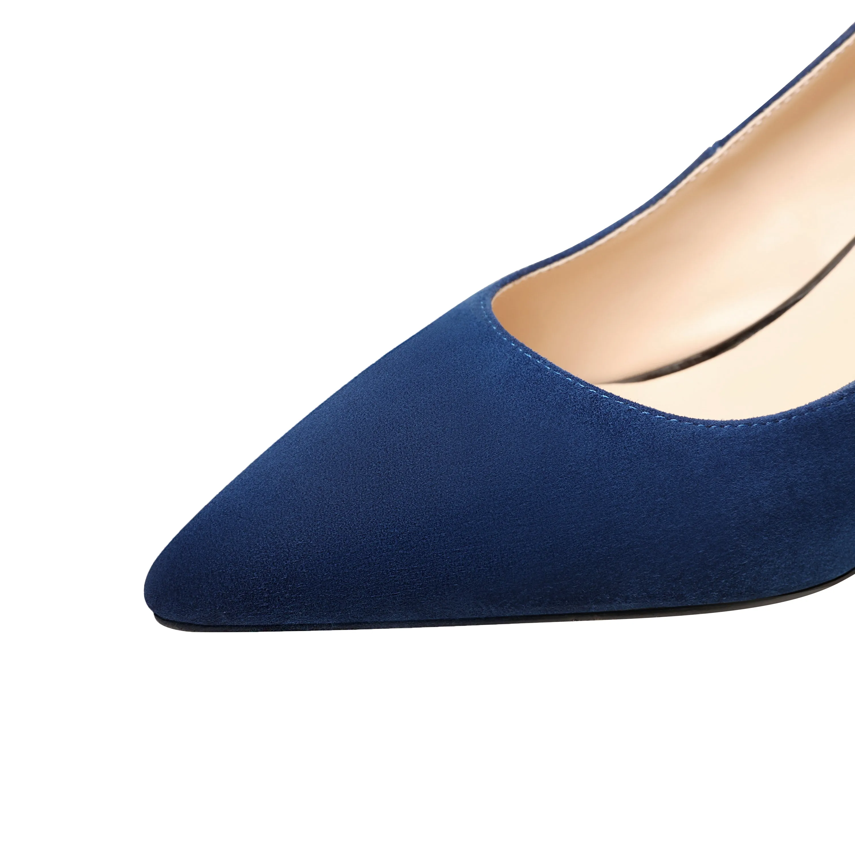 TinaCus Suede Leather Women's Handmade Pointed Toe Sexy Mid Stiletto Heel Slip On Office Party Pump Shoes