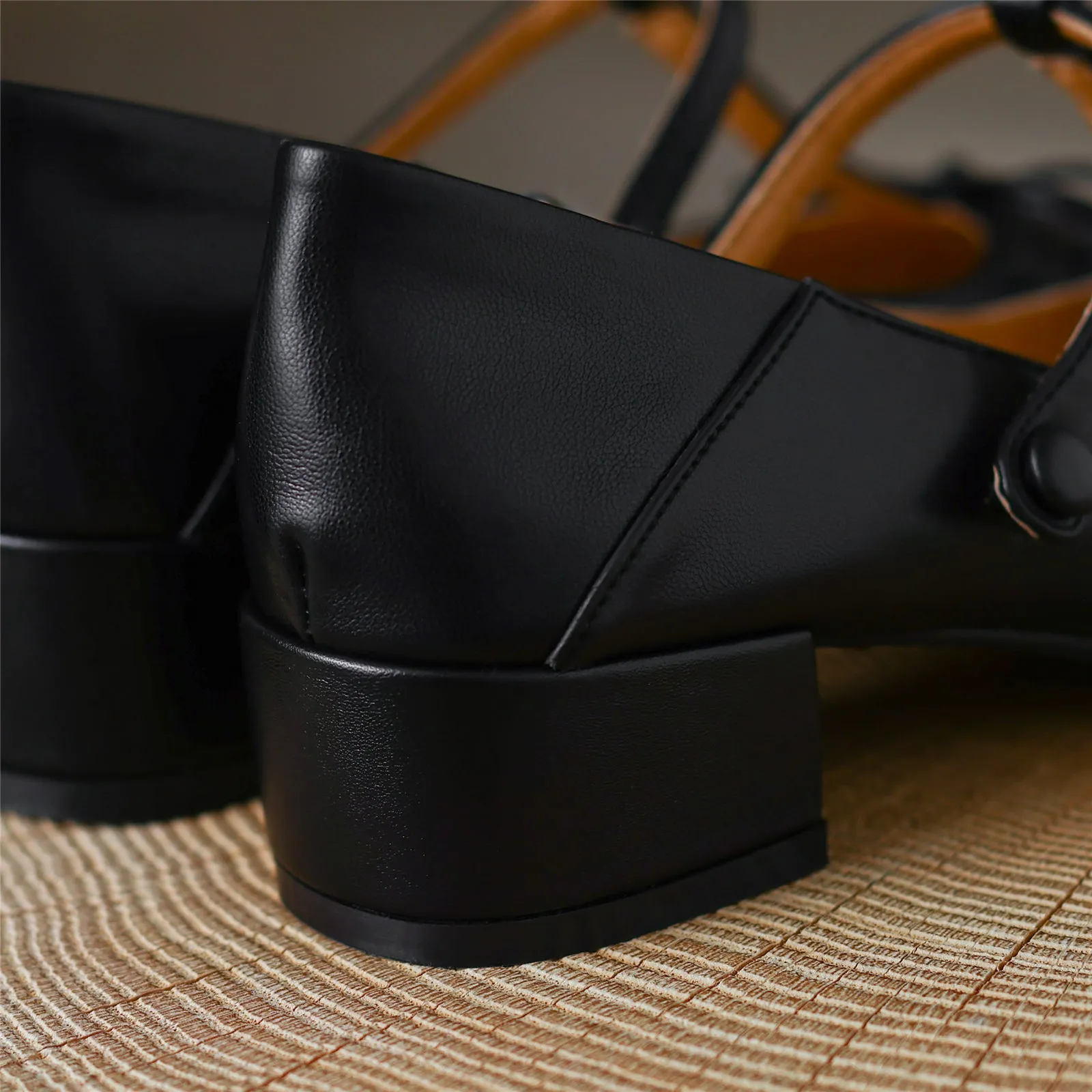 TinaCus Women's Genuine Leather Pointed Toe Handmade Bowtie Cute Mary Jane Shoes with Low Chunky Heels