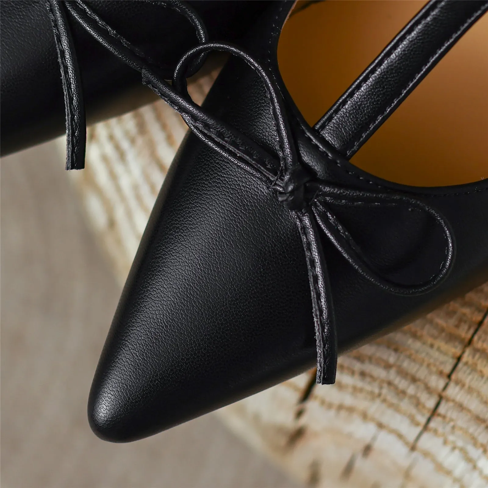 TinaCus Women's Genuine Leather Pointed Toe Handmade Bowtie Cute Mary Jane Shoes with Low Chunky Heels