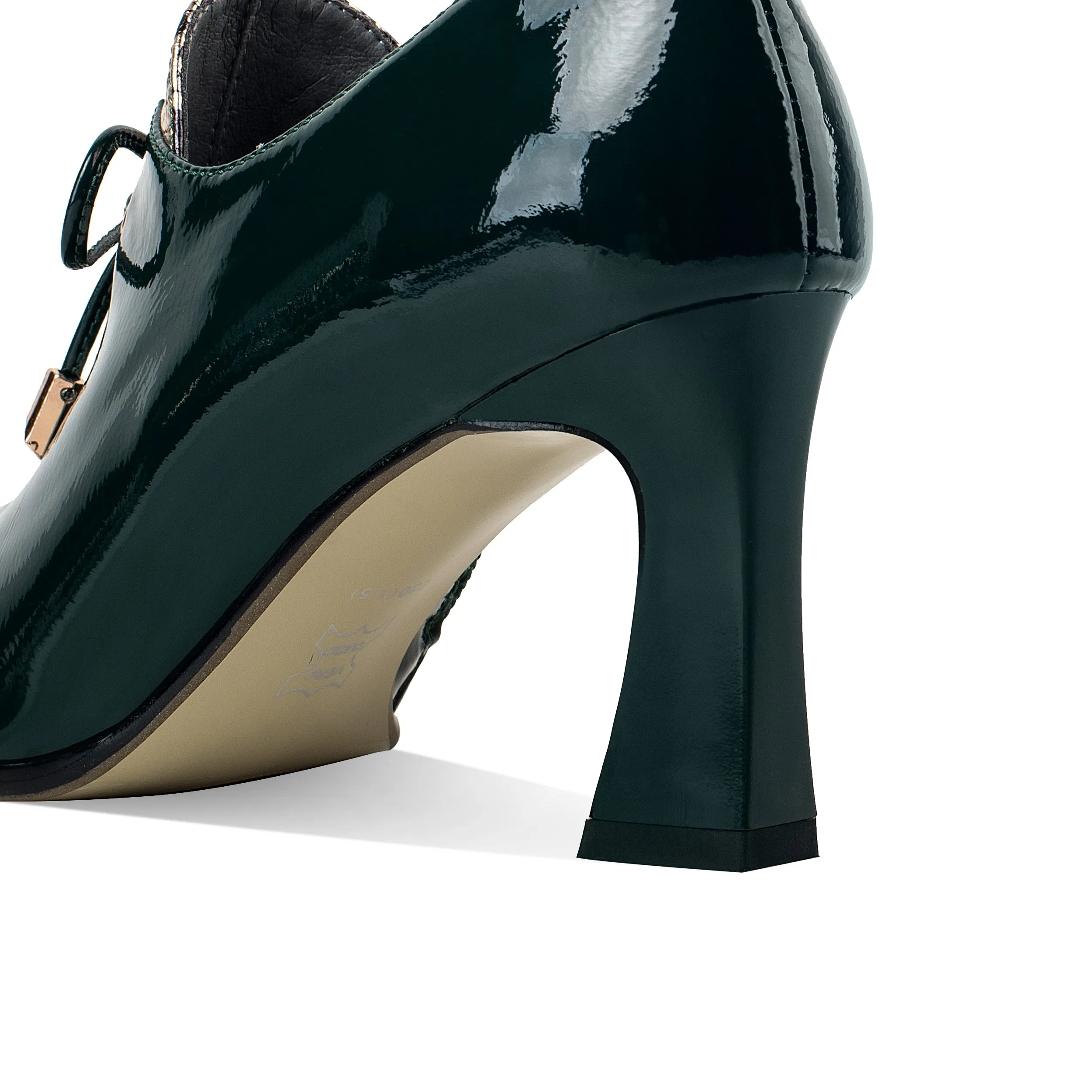 TinaCus Women's Patent Leather Handmade High Spool Heel Pointed Toe Zip Up Pump Shoes with Bownot