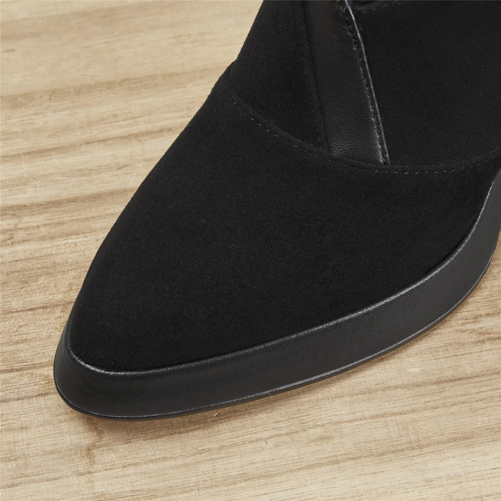 TinaCus Women's Suede Leather Handmade Platform High Heel Pumps Shoes