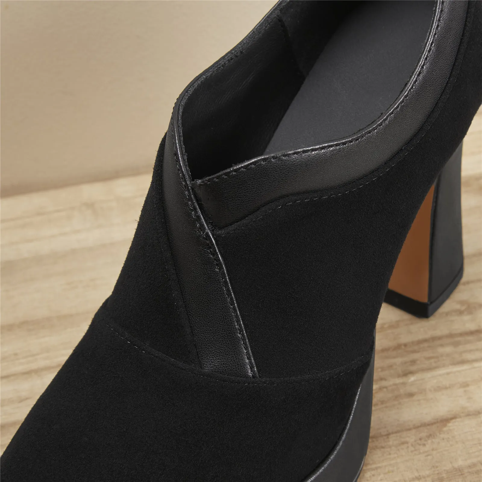 TinaCus Women's Suede Leather Handmade Platform High Heel Pumps Shoes